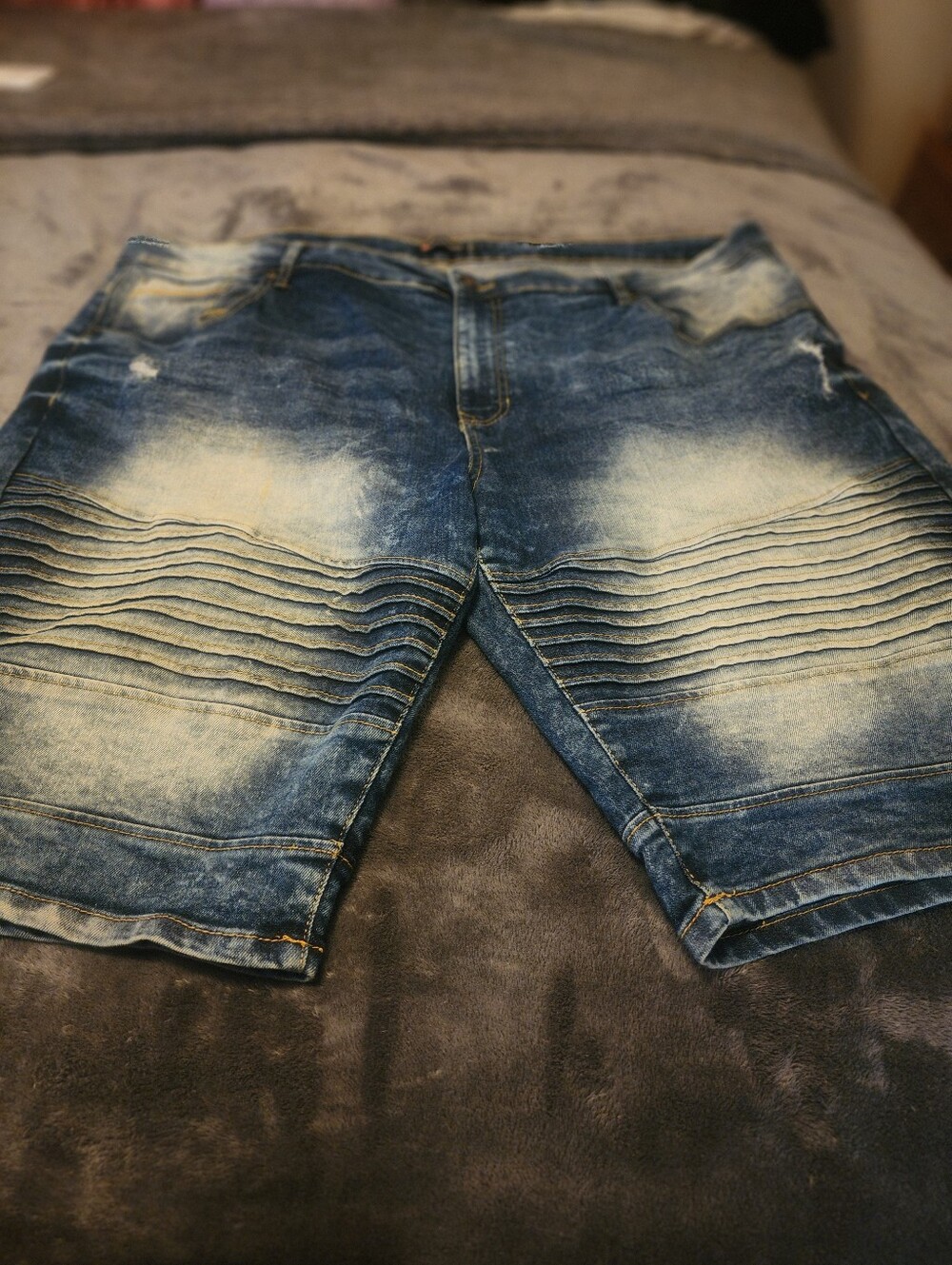 Men's Distressed Blue Denim Shorts